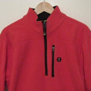 Izod Performx Mens Fleece Quarter Zip Pull Over Mock Neck Sweater Medium Red